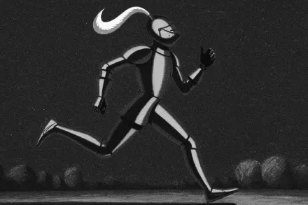 Illustration of an armoured runner mid-stride