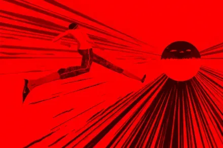 Illustration of a runner racing towards a rising sun