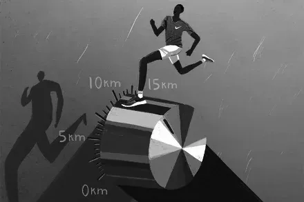 Illustration of a runner on a distance dial