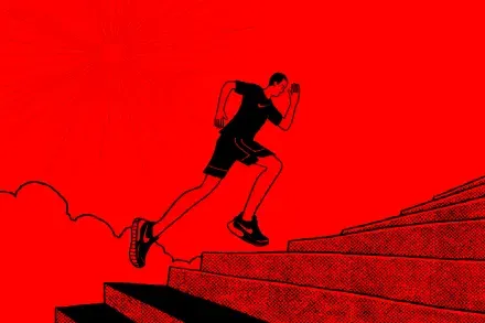 Illustration of a runner climbing stairs