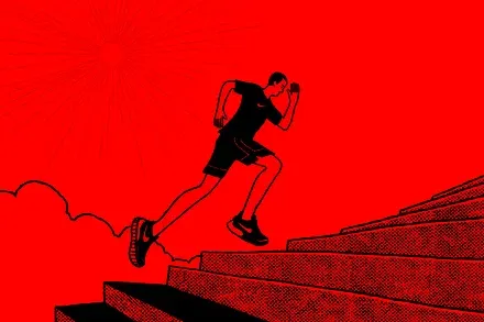 Illustration of a runner climbing stairs