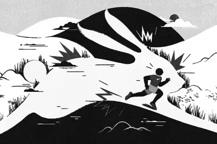 Illustration of a runner on a mountain trail