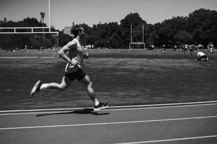 A runner on an outdoor track